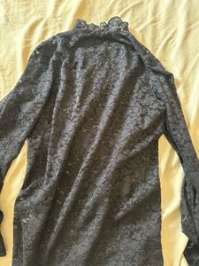Elegant Black Lace see through Turtleneck Top
