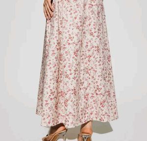 Floral A-Line Midi Skirt