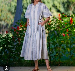 Striped Button-Down Midi Dress