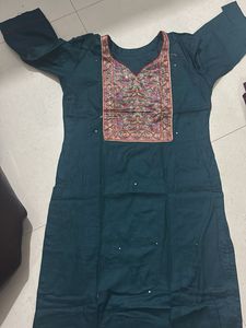 Teal Embroidered Kurta