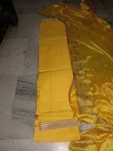 Yellow Embroidered Kurta with Dupatta Set