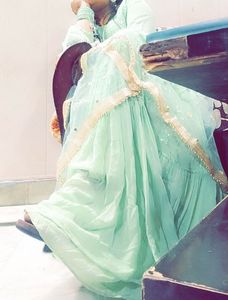 Mint Green Tiered Ethnic Gown