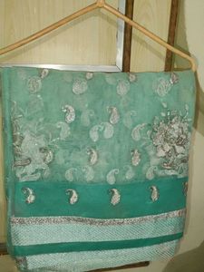 Elegant Green Embroidered Saree