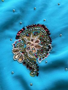 Beautiful Teal Embellished Saree