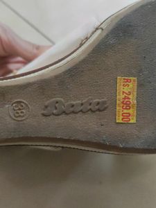 Bata Insolia white wedges heels platforms slides size 38