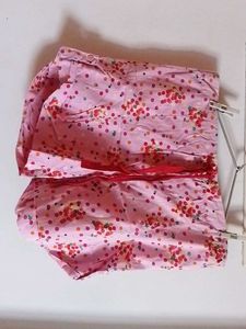 Pink Skirt with Colorful Print