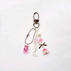 Pinterest Pink Bear Charm Keychain