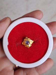 Gold Nose Ring with Purple Stone
