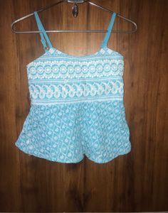 Blue Embroidered Tank Top