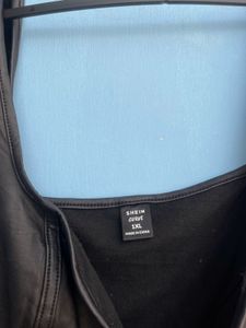 Black Faux Leather Zipper Corset Top
