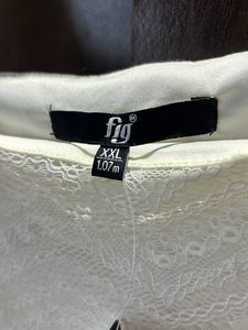 Off White Tshirt, Net Pattern, With Puff Sleeves
