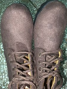 Brown Lace-Up Ankle Boots with Buckle