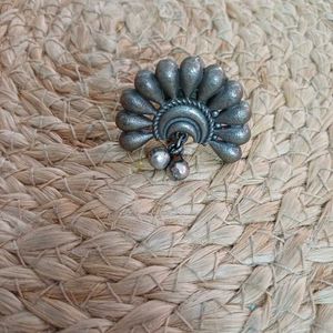 Oxidized Boho Adjustable Peacock Ghungroo ring