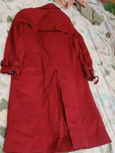 Red Double-Breasted Trench Coat