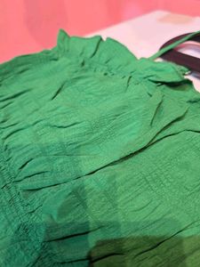 Trendy Green Ruffled Crop Top