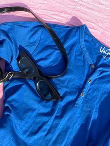 Blue Henley Long Sleeve Top