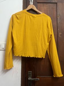 Yellow Cropped Long Sleeve Top