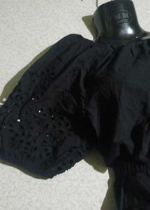 Chic Black Broderie Anglaise Mini Dress