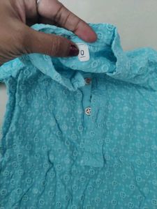 Chic Teal Embroidered Kurta &amp; GREEN COMBO OF 2