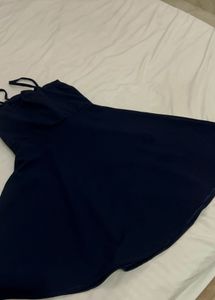 Navy Blue Lace-Up Mini Dress
