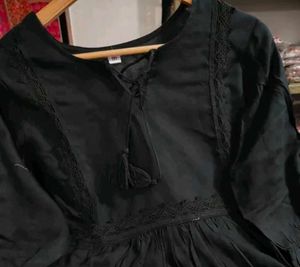 Black Lace Trim Kurta/Top