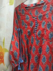 Red Paisley Print Top
