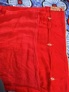 Red Embroidered Silk Blend Suit