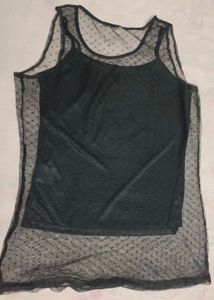 Sheer Black Polka Dot Tunic Top