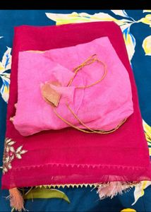 Elegant Pink Embroidered Silk Saree