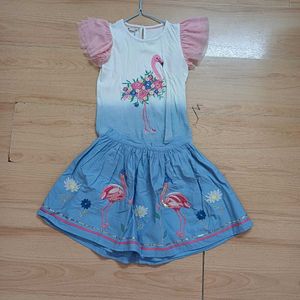 Little Girls Flamingo Top &amp; Skirt from London