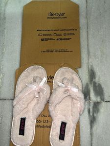 Ginger Fuzzy Pink Bow Slippers