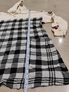 Chic Plaid Hoodie Dress with Bug Embellishments