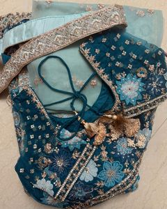 Stunning Blue Embroidered Lehenga Choli