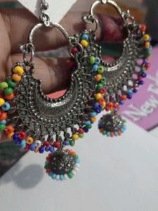 Boho Multicolor Beaded Jhumka Earrings
