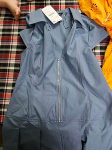 Blue Collared Zipper Dress