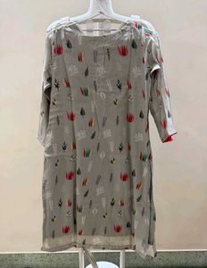 Stylish Grey Kurta Set with Floral Print