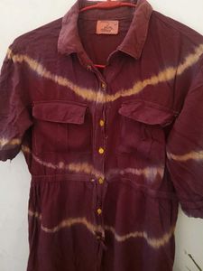 Boho Tie-Dye Button-Down Mini Dress