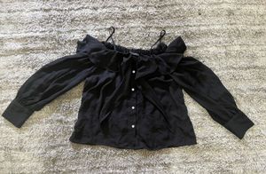 Zara Black Off-Shoulder Top – Ruffles, Bow Tie &amp; B
