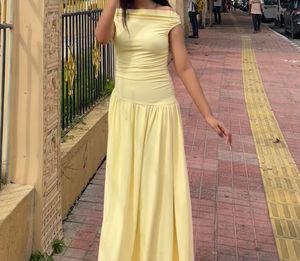 Butter yellow flare dress