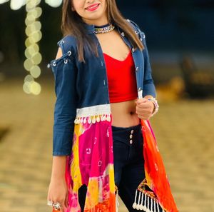 Navratri Style Denim Jeans ya Shrug Jacket