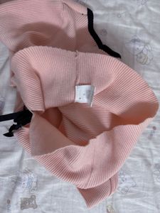 Cute Pink Cardigan with Black Trim