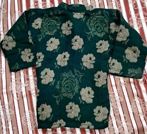 Green Floral Print woollen kurta