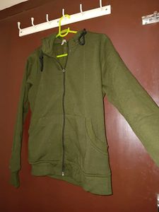 Olive Green Zip-Up Hoodie