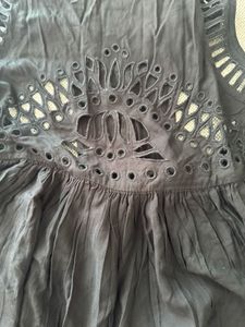 Chic Black Broderie Anglaise Dress / Swim CoverUp
