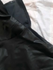 Black faux leather tube dress