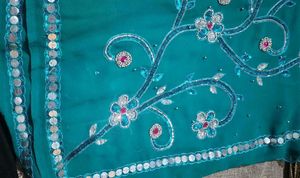 Exquisite Teal Saree with Sequins