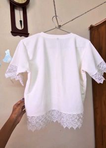 White Lace Trim Top