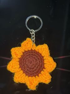 Handmade Crochet Sunflower Keychain