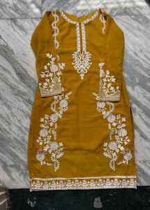 Elegant Mustard Embroidered Kurta