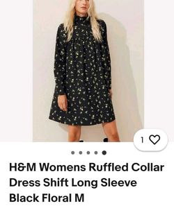 H&M Black Floral Ruffled Dress
